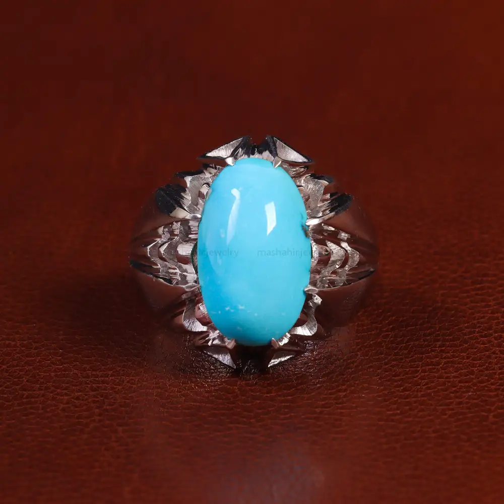 انگشتر فیروزه عجمی مردانه کد 24039