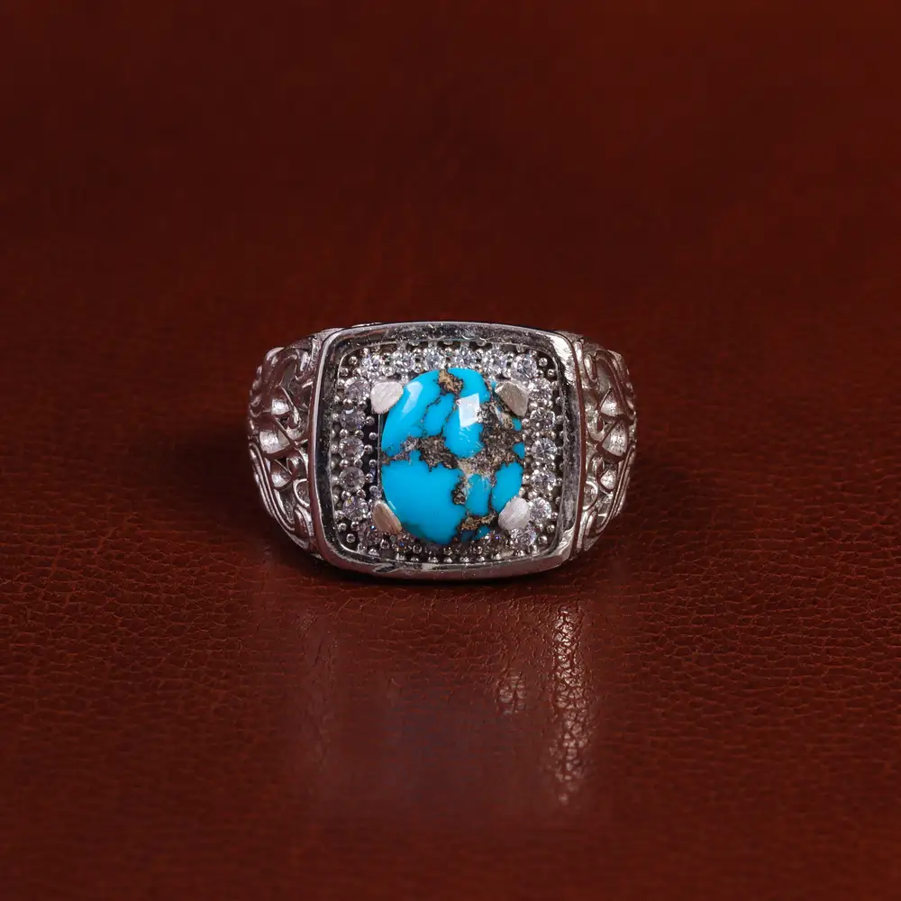 انگشتر فیروزه شجری مردانه کد 24058