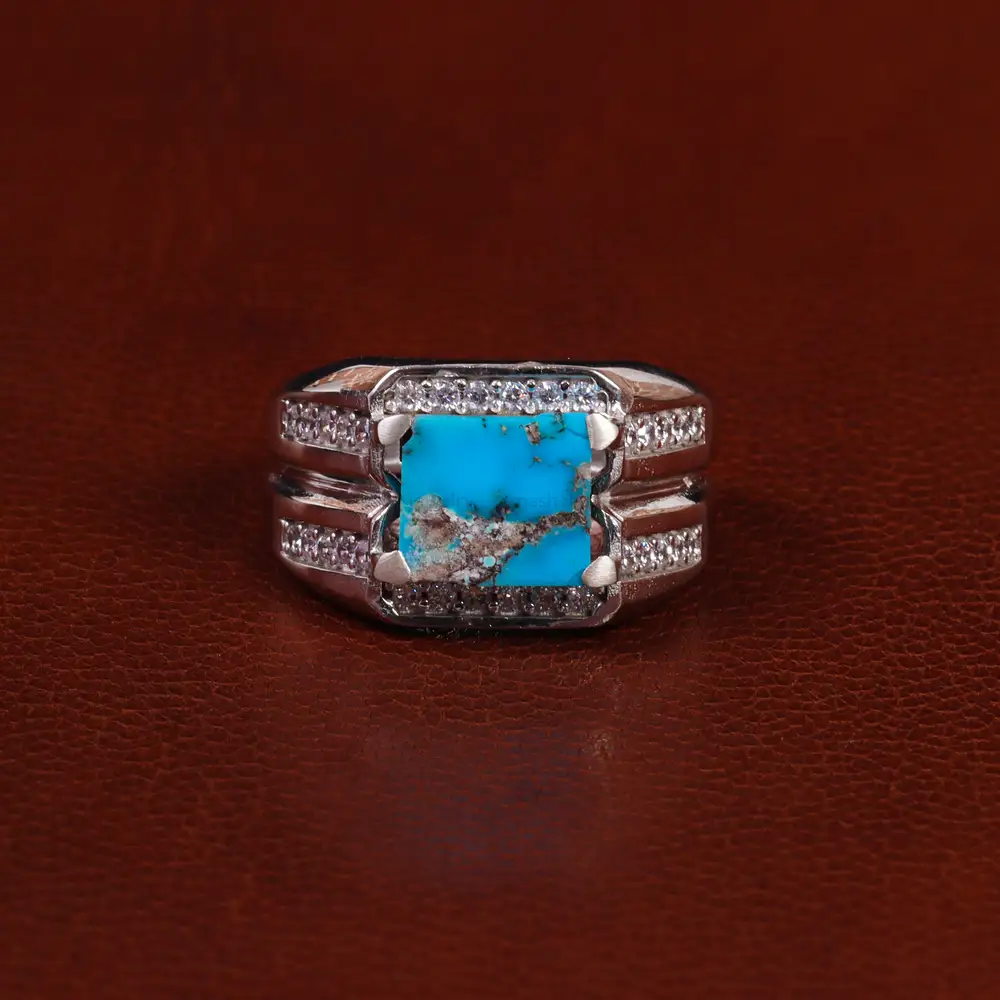 انگشتر فیروزه شجری مردانه کد 24078