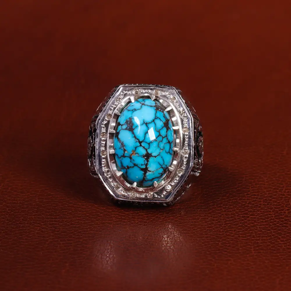 انگشتر فیروزه شجری مردانه کد 24167