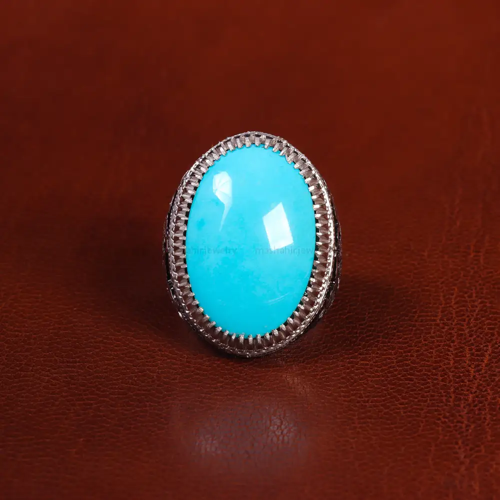 انگشتر فیروزه عجمی مردانه کد 24182