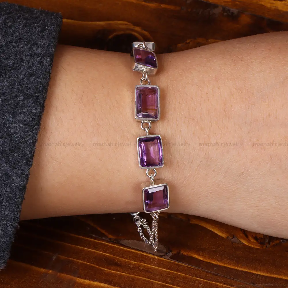 دستبند آمیتیست زنانه کد 24193