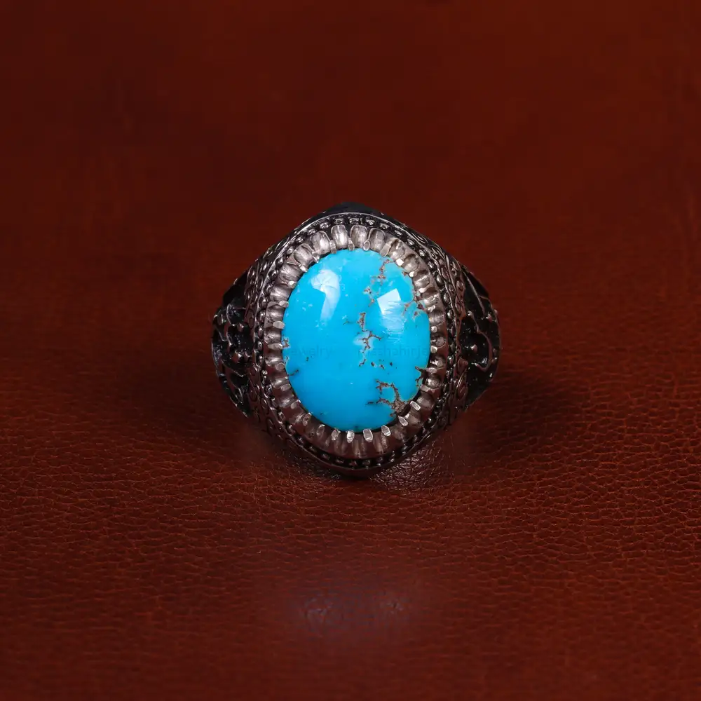 انگشتر فیروزه شجری مردانه کد 24329