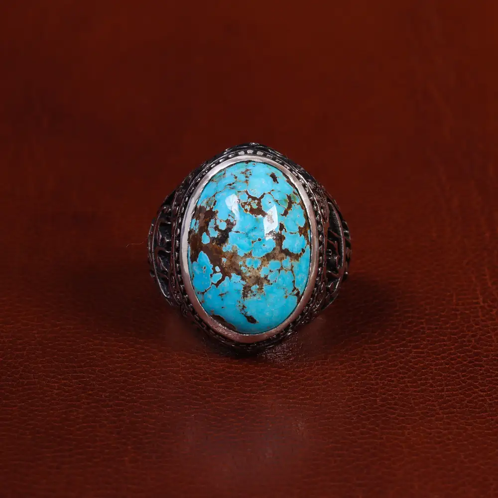 انگشتر فیروزه شجری مردانه کد 24330