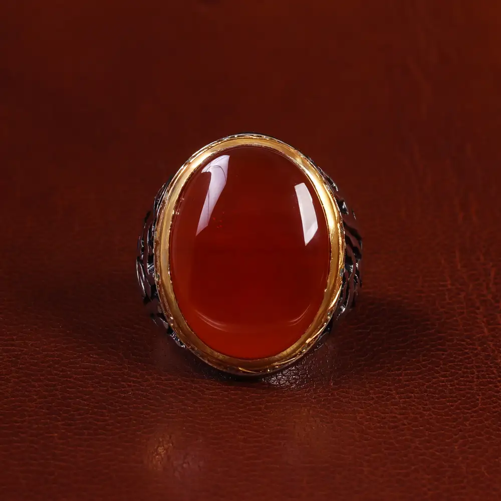 انگشتر عقیق یمن مردانه کد 24345