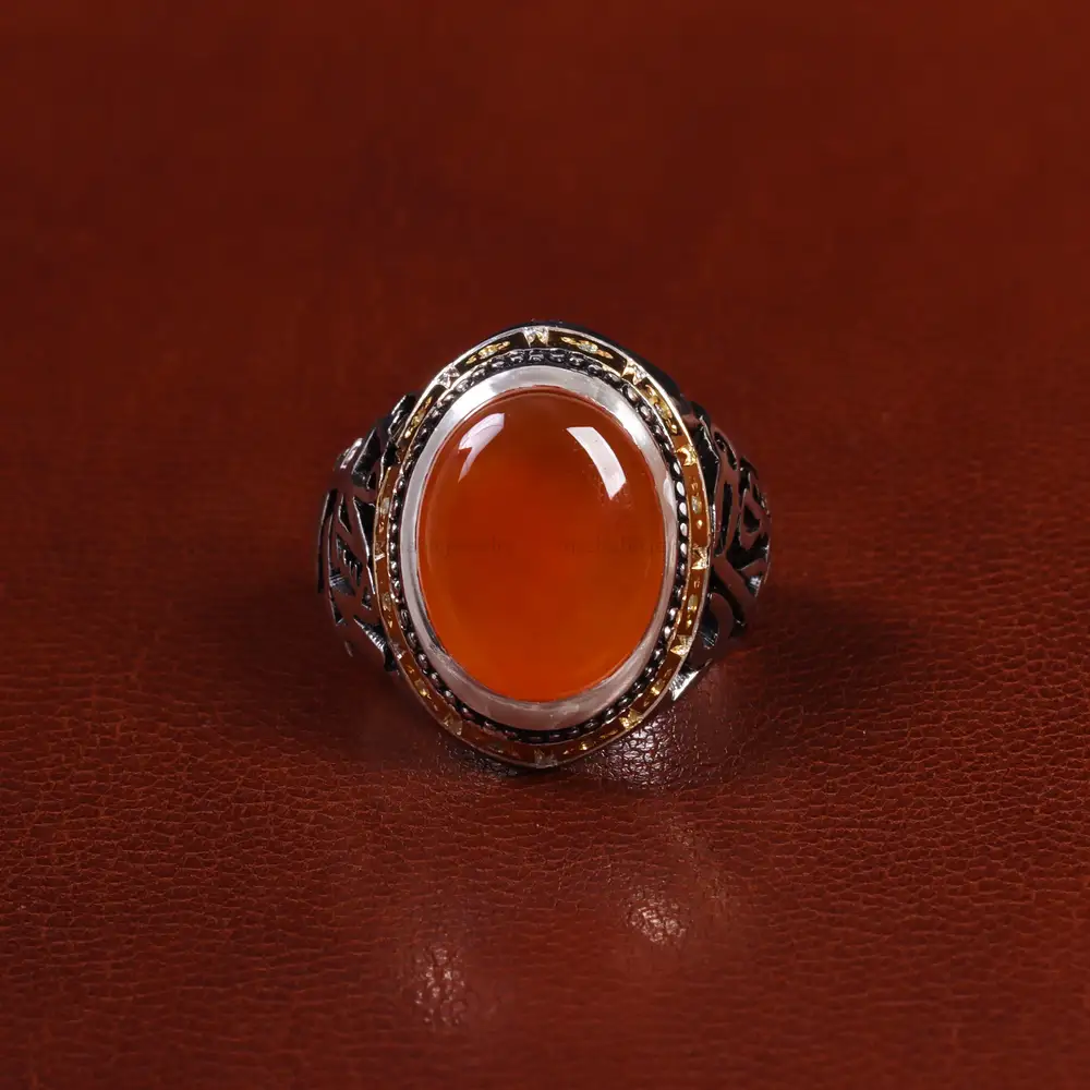 انگشتر عقیق یمن مردانه کد 24350