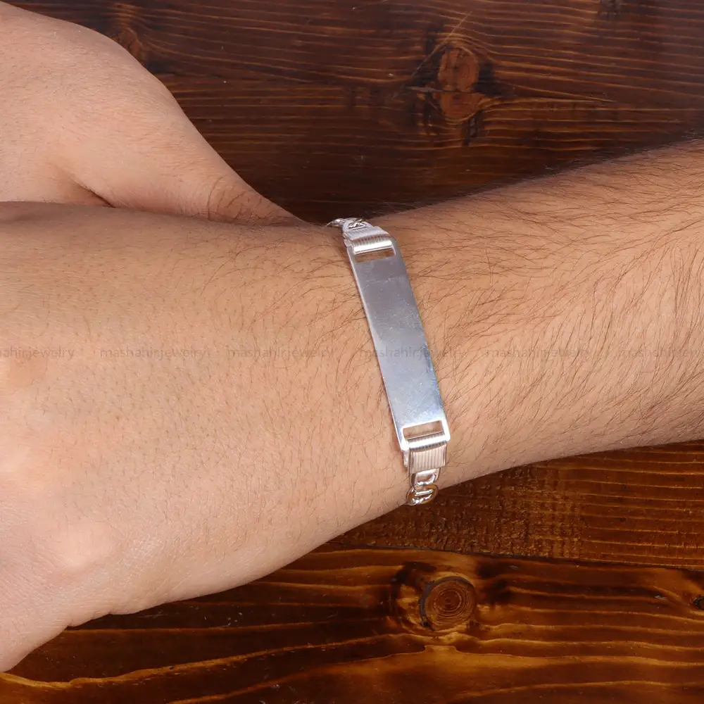 دستبند نقره مردانه کد 24372