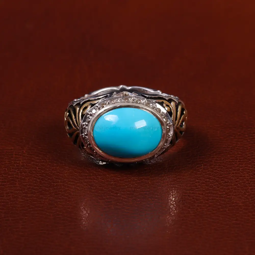 انگشتر فیروزه عجمی مردانه کد 24390