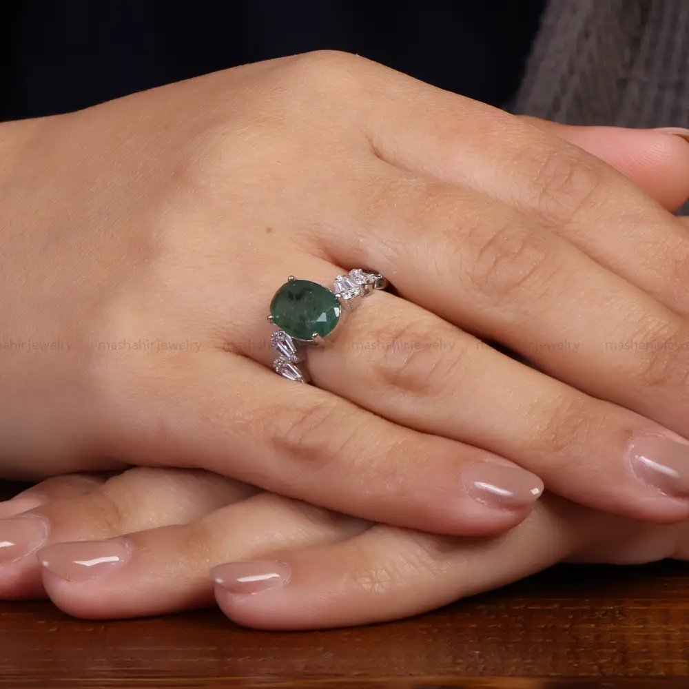 انگشتر زمرد زنانه کد 24543