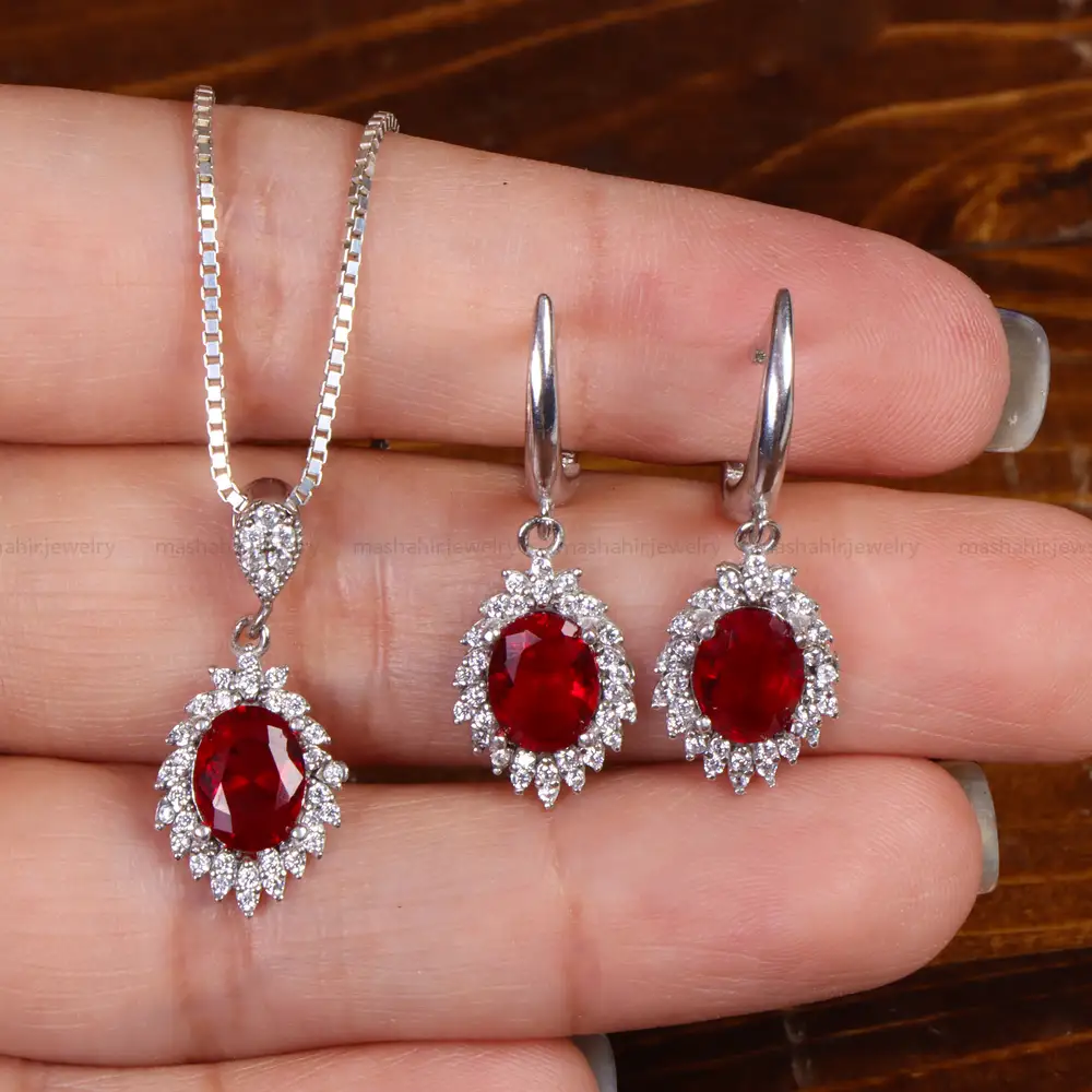 نیم ست سنتاتیک یاقوت سرخ زنانه کد 24671