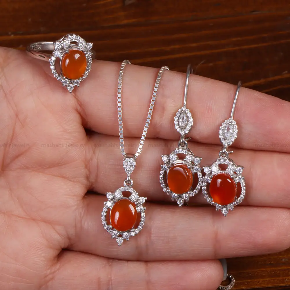 نیم ست عقیق زنانه کد 24675