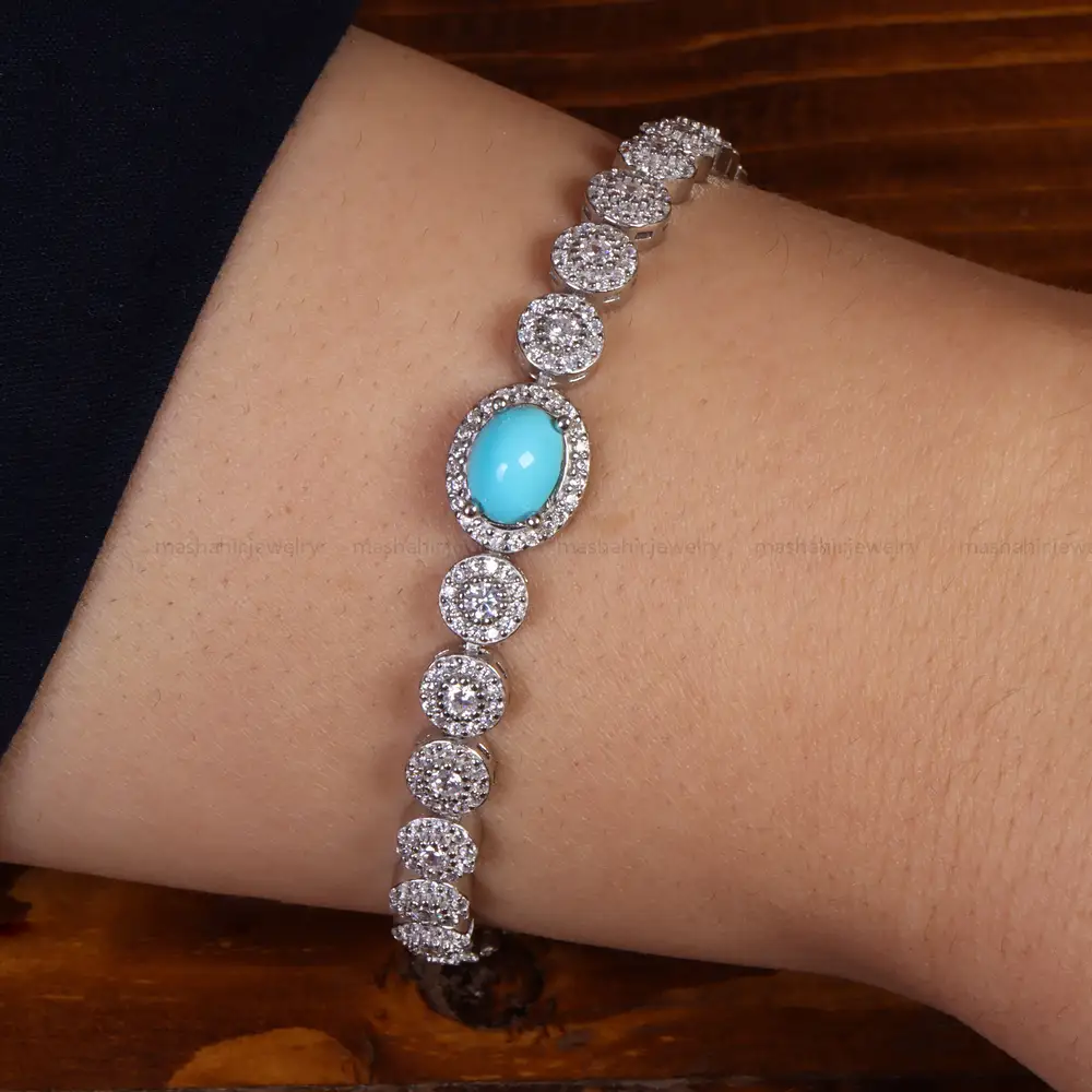 دستبند فیروزه زنانه کد 24685