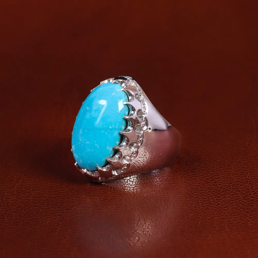 انگشتر فیروزه عجمی مردانه کد 23996