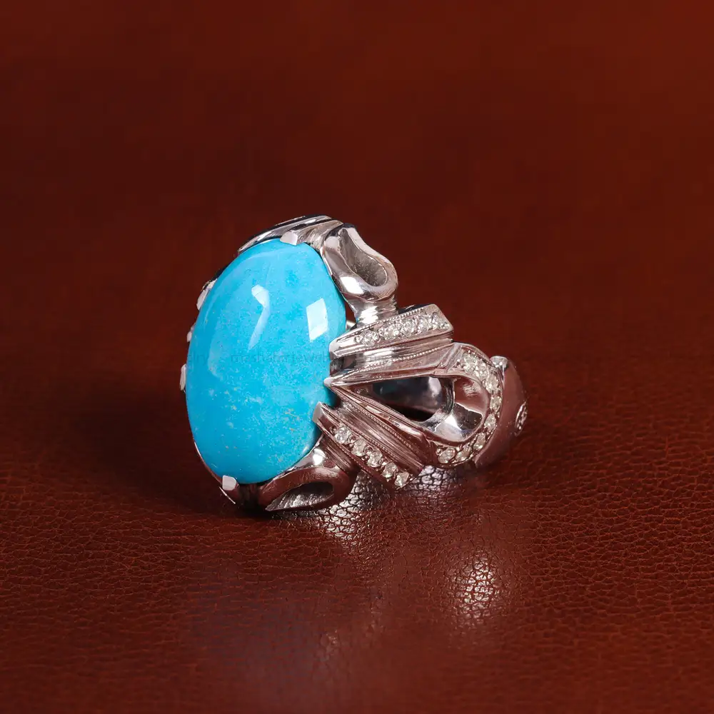 انگشتر فیروزه عجمی مردانه کد 24004