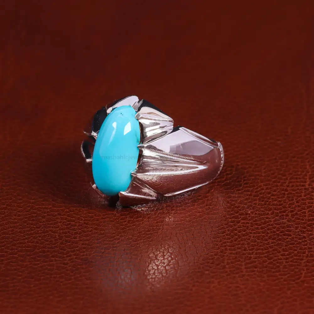 انگشتر فیروزه عجمی مردانه کد 24020