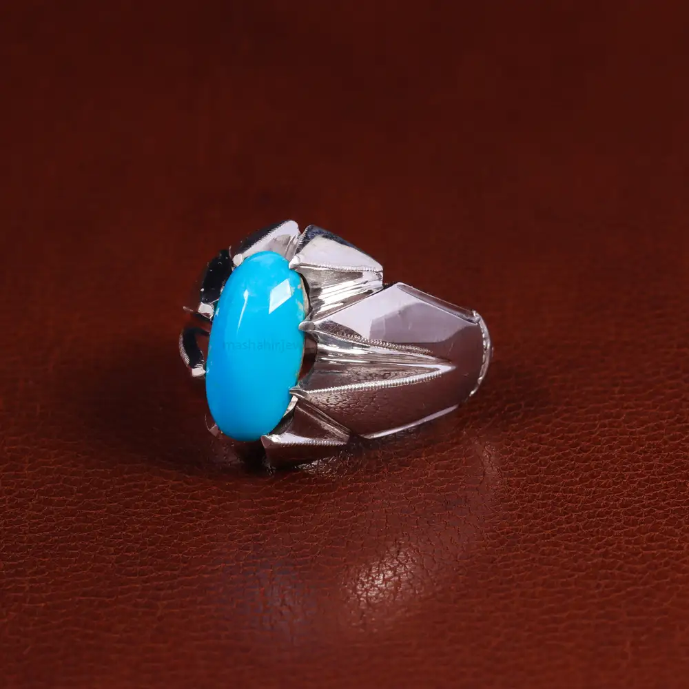 انگشتر فیروزه عجمی مردانه کد 24022