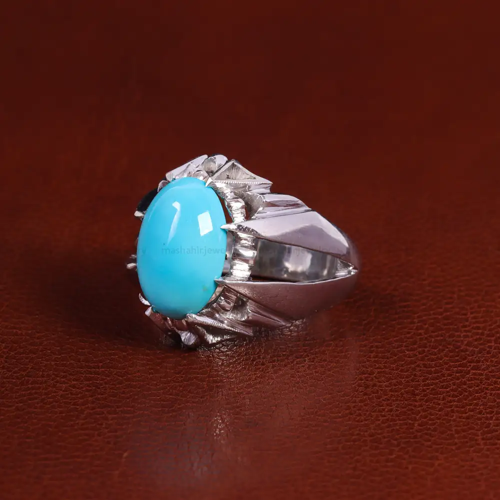 انگشتر فیروزه عجمی مردانه کد 24028