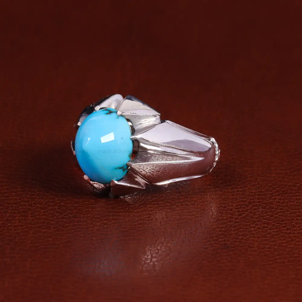 انگشتر فیروزه عجمی مردانه کد 24031