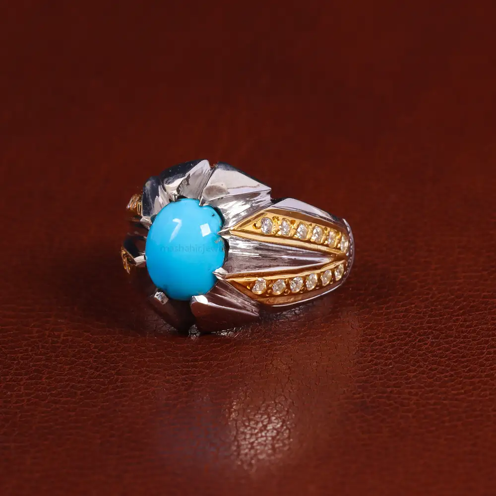 انگشتر فیروزه عجمی مردانه کد 24037