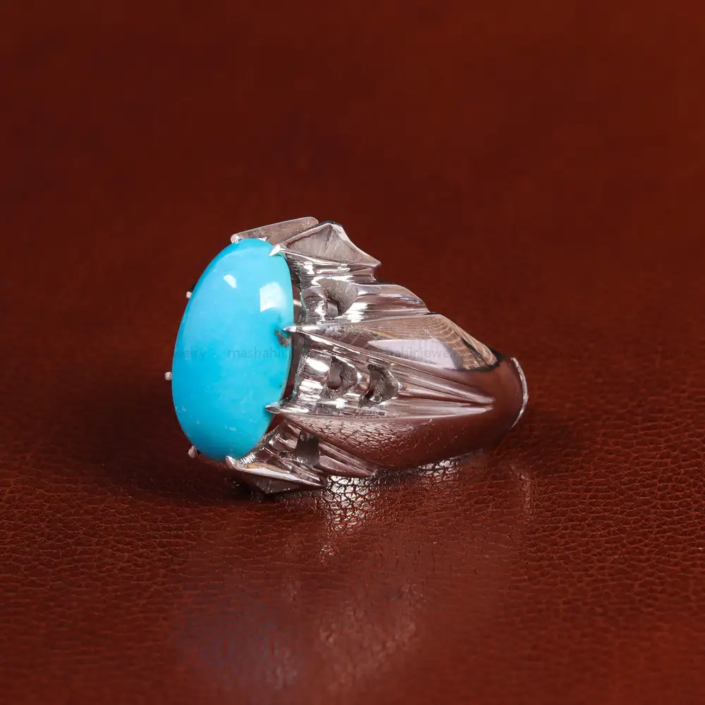 انگشتر فیروزه عجمی مردانه کد 24039