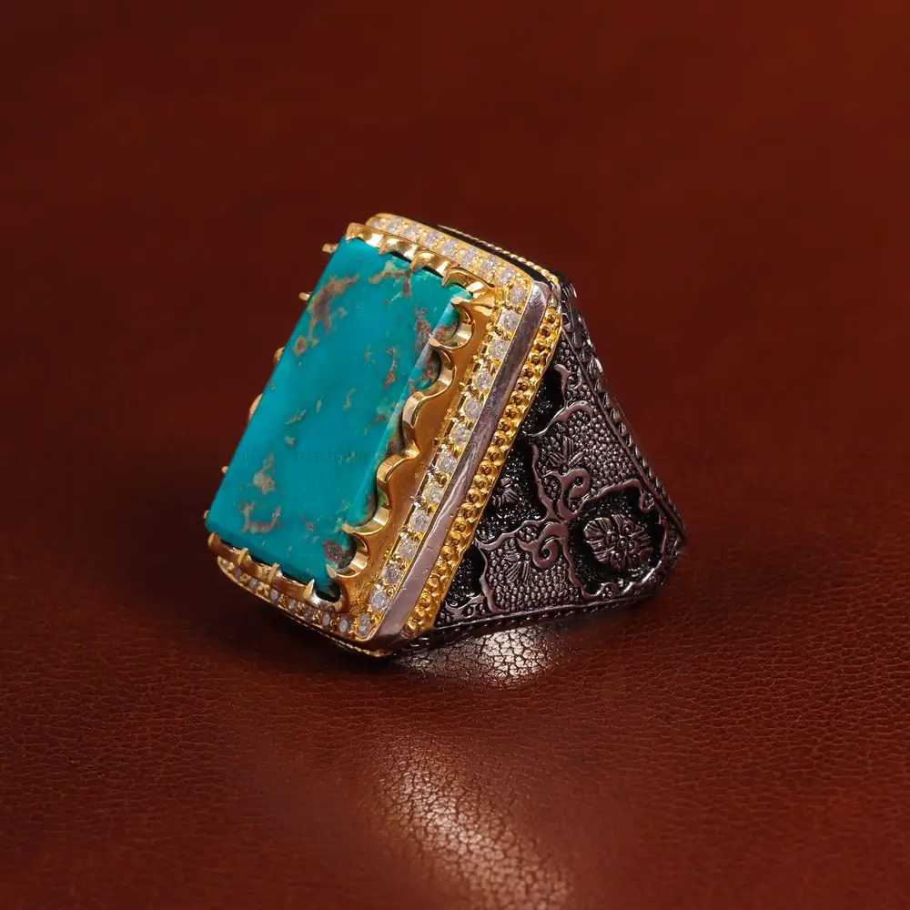 انگشتر فیروزه شجری مردانه کد 24040