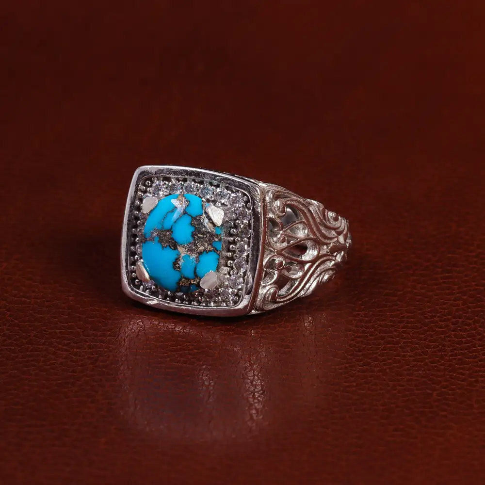 انگشتر فیروزه شجری مردانه کد 24058