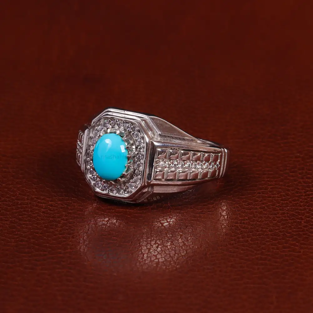انگشتر فیروزه عجمی مردانه کد 24069