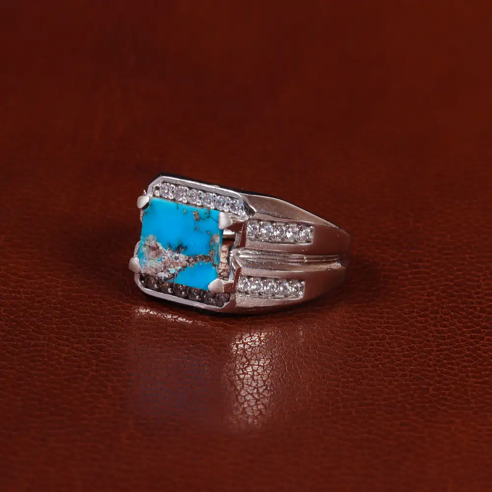 انگشتر فیروزه شجری مردانه کد 24078