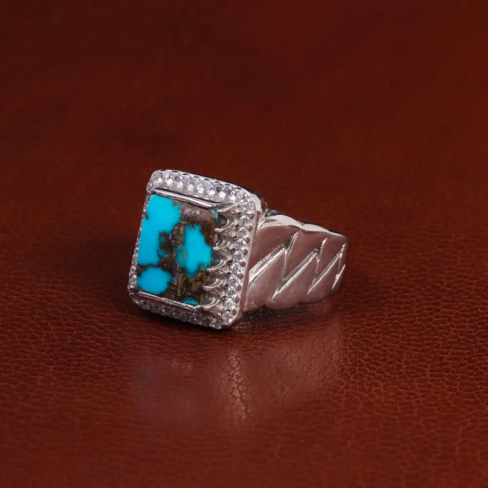 انگشتر فیروزه شجری مردانه کد 24127