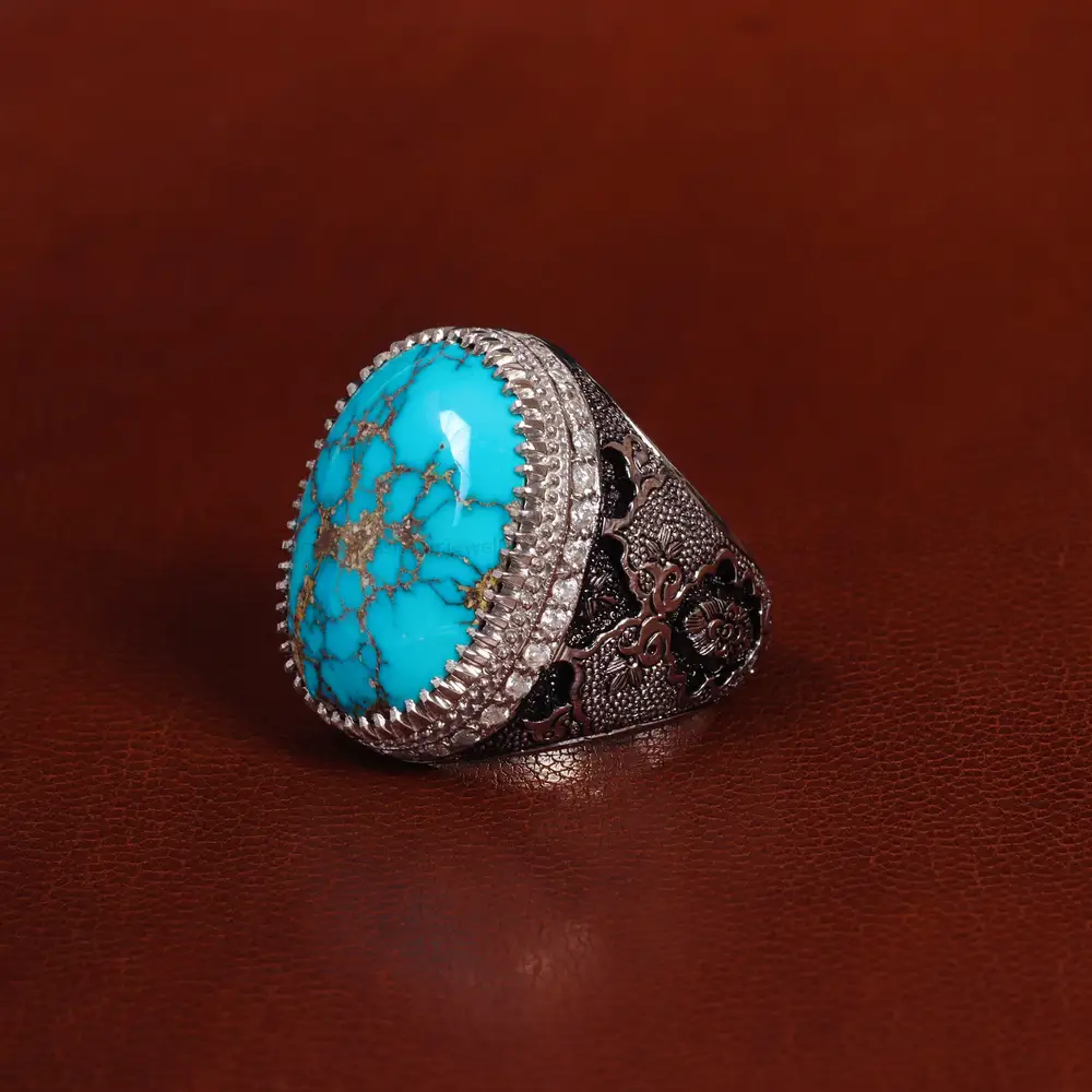 انگشتر فیروزه شجری مردانه کد 24164