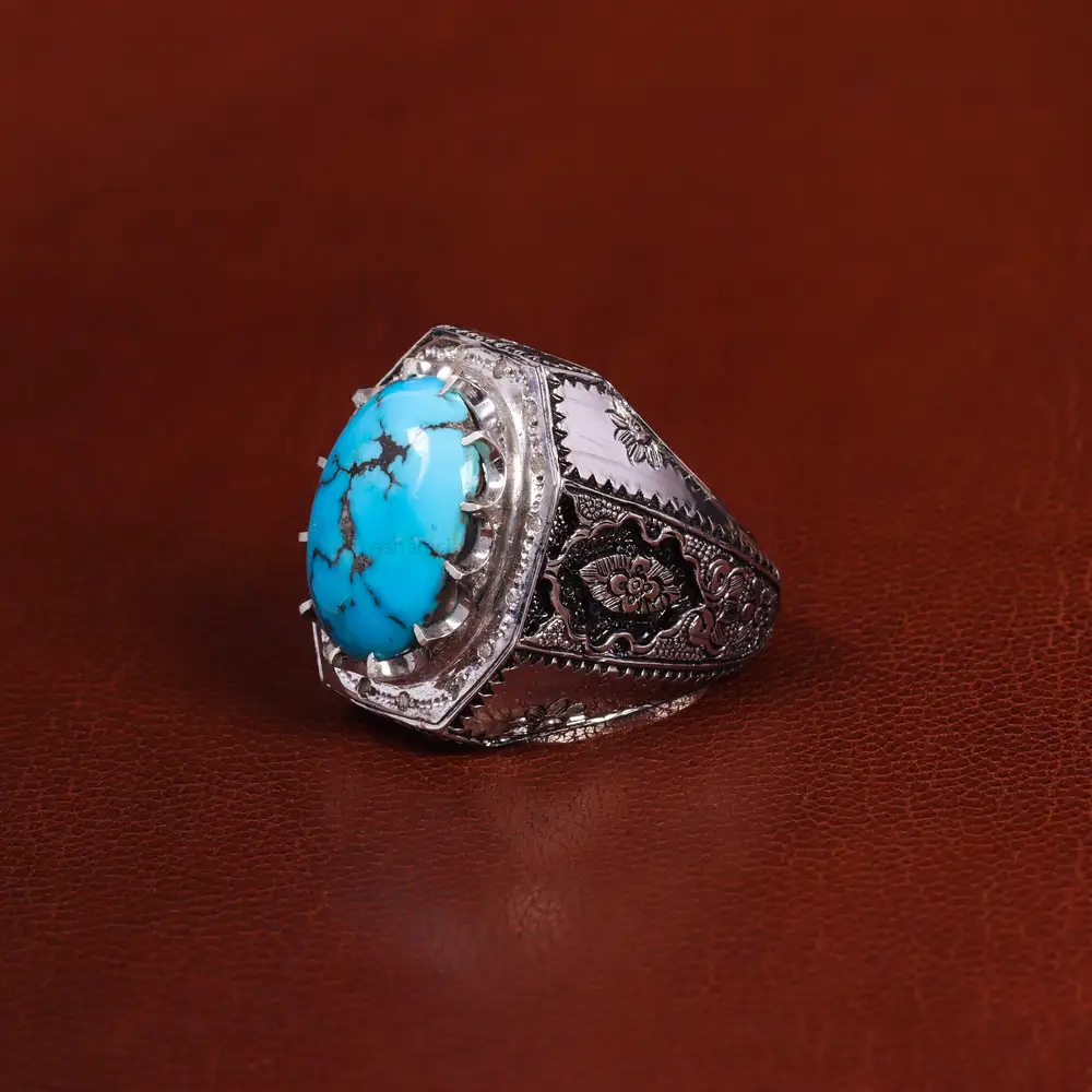 انگشتر فیروزه شجری مردانه کد 24174