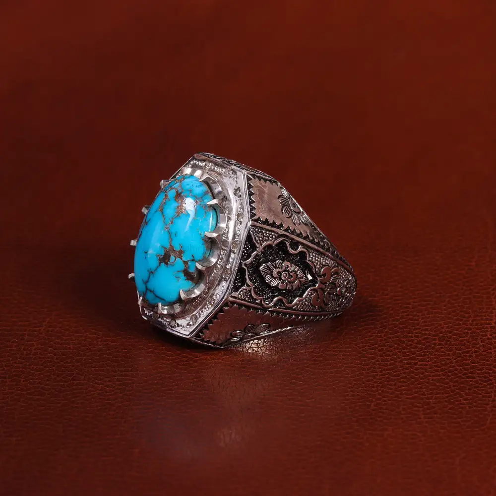 انگشتر فیروزه شجری مردانه کد 24178