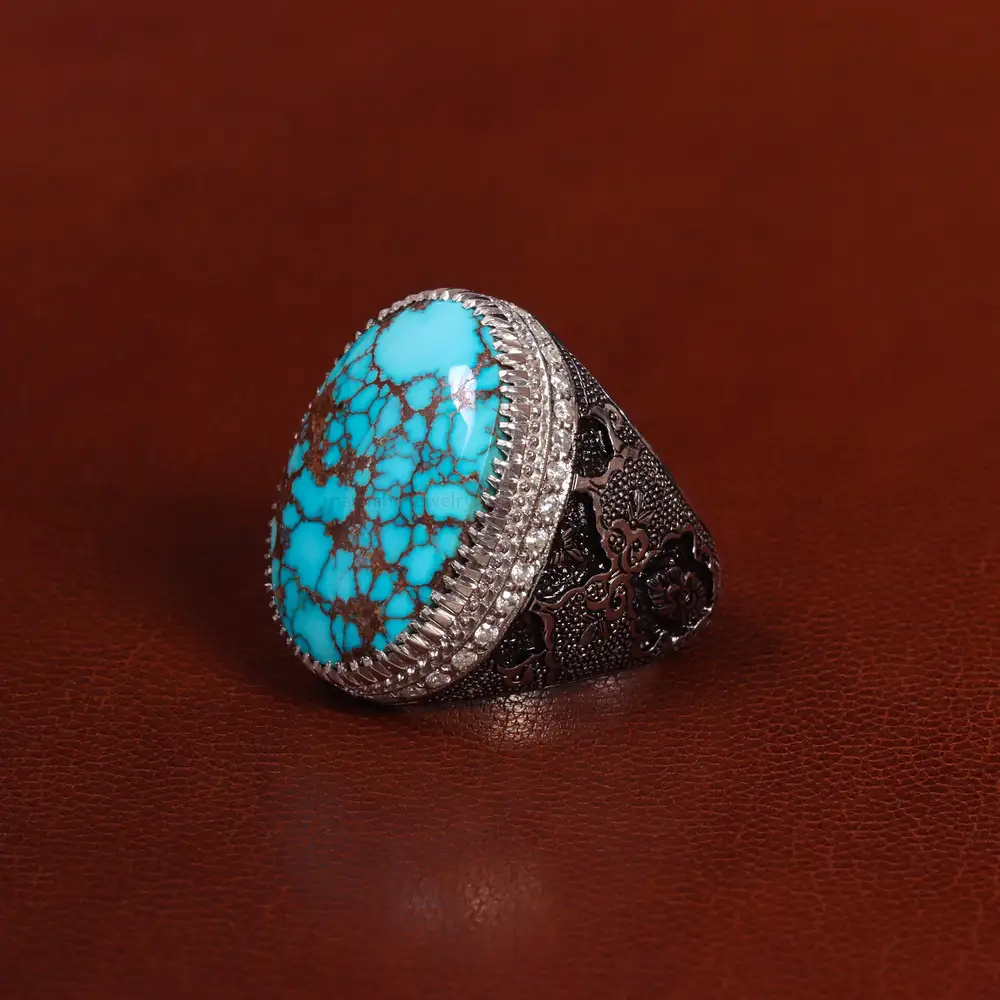 انگشتر فیروزه شجری مردانه کد 24179