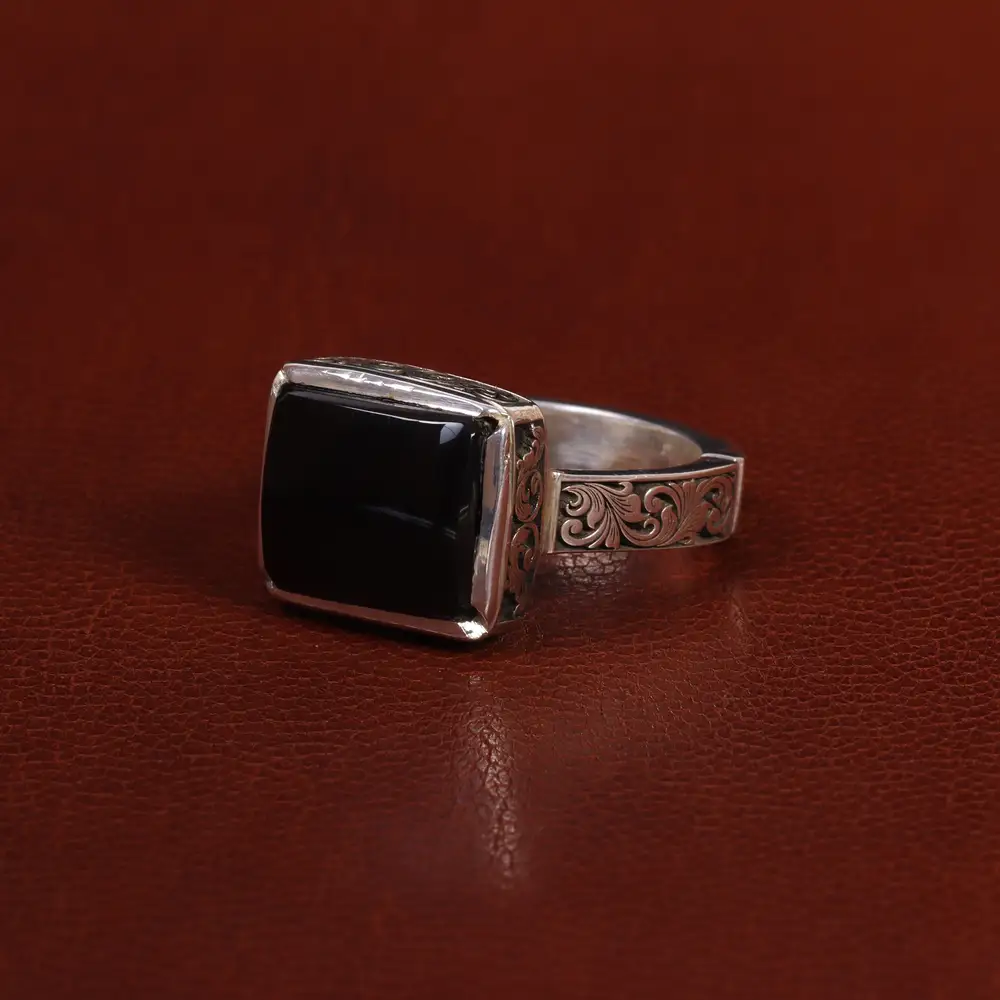 انگشتر عقیق جزع یمن مردانه کد 24321