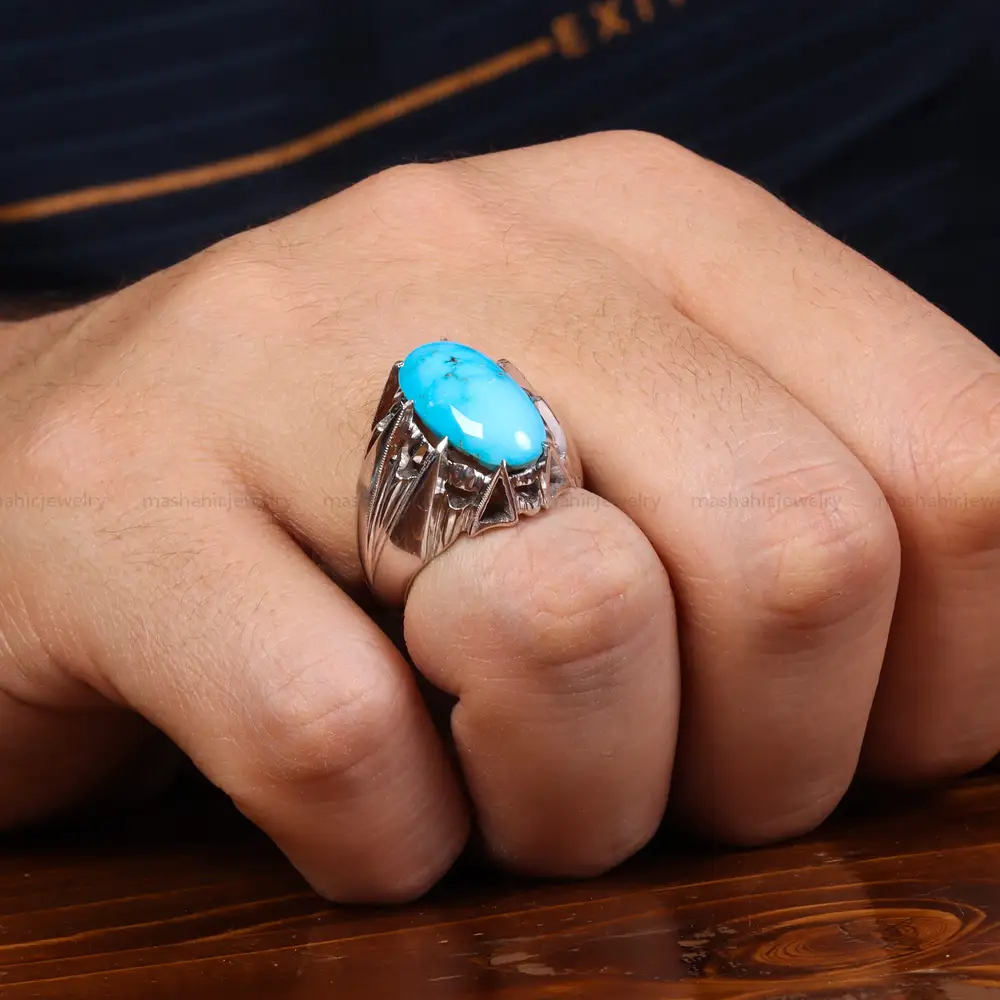 انگشتر فیروزه شجری مردانه کد 24019
