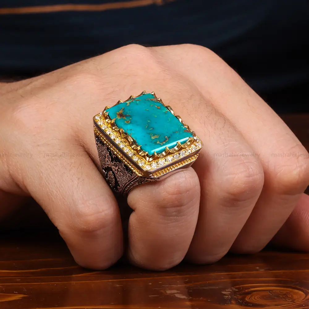 انگشتر فیروزه شجری مردانه کد 24040