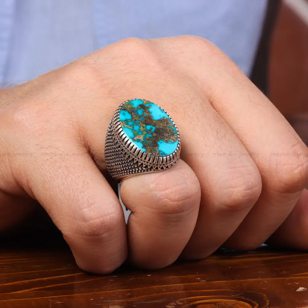 انگشتر فیروزه شجری مردانه کد 24053