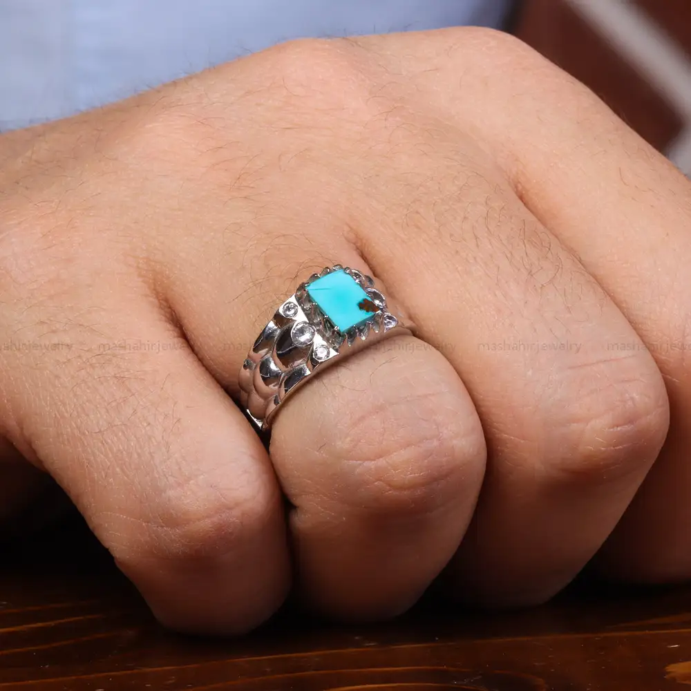 انگشتر فیروزه شجری مردانه کد 24084