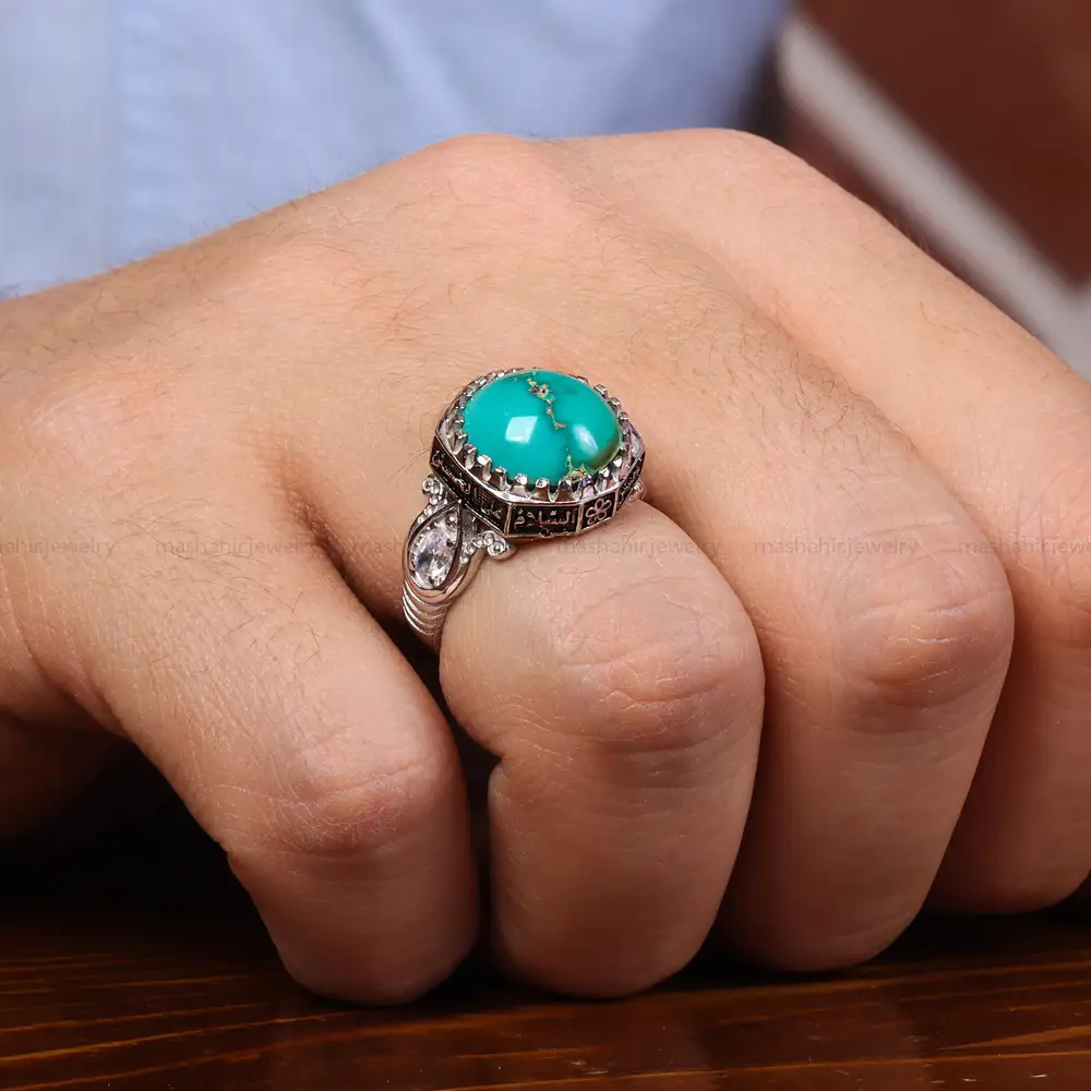 انگشتر فیروزه شجری مردانه کد 24096