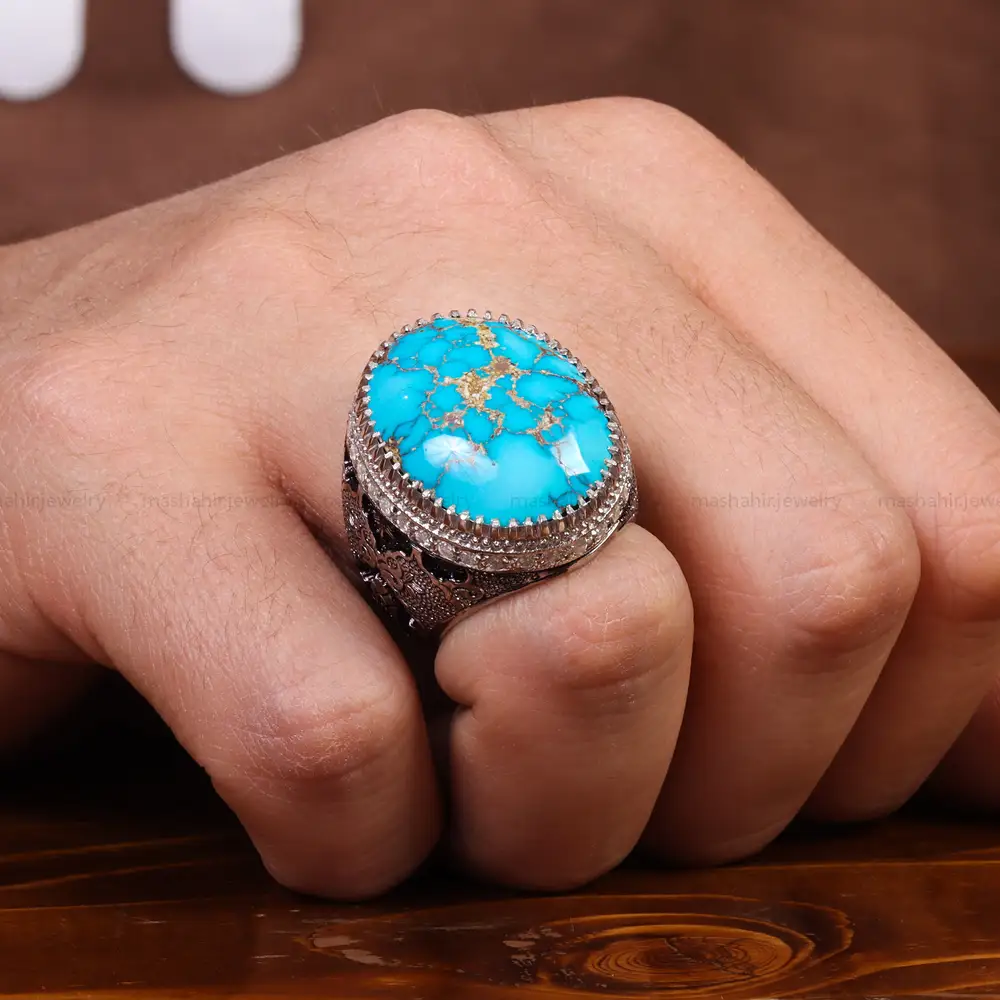 انگشتر فیروزه شجری مردانه کد 24164