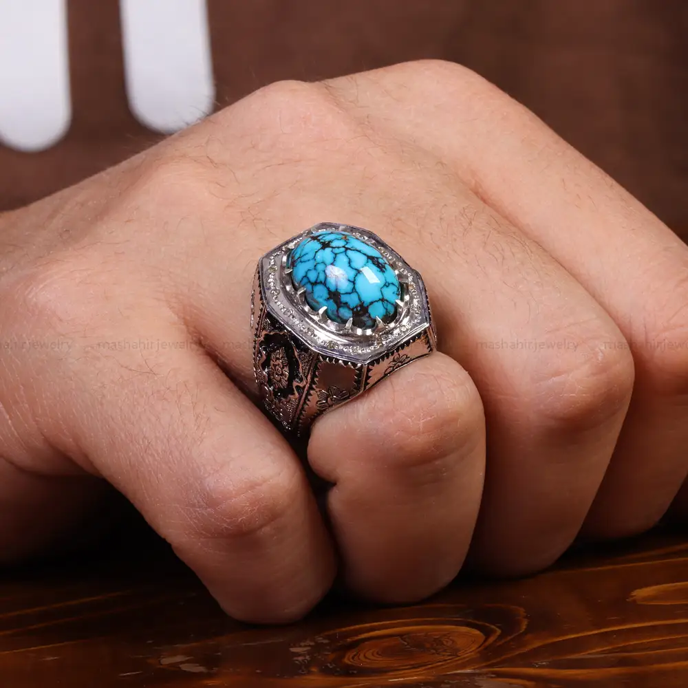 انگشتر فیروزه شجری مردانه کد 24167