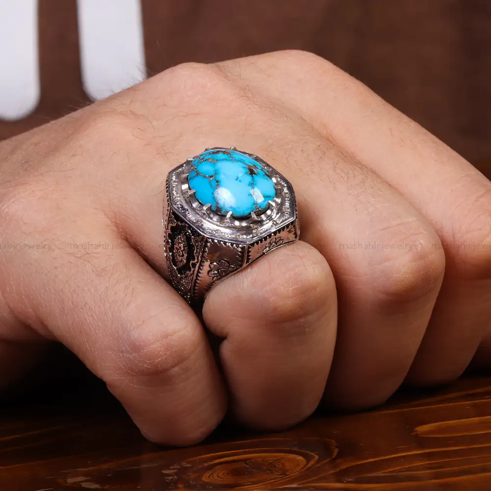 انگشتر فیروزه شجری مردانه کد 24178