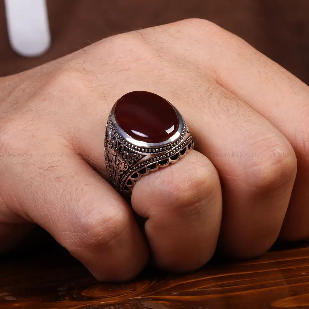 انگشتر عقیق یمن مردانه کد 24188