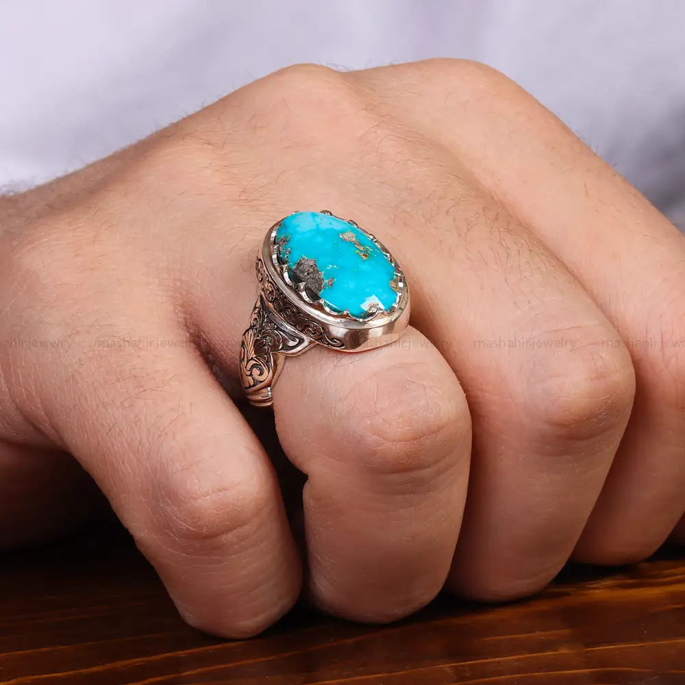 انگشتر فیروزه شجری مردانه کد 24280