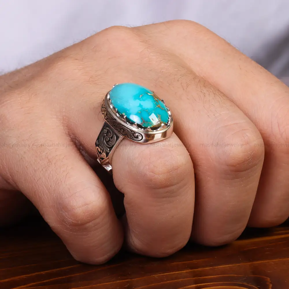 انگشتر فیروزه شجری مردانه کد 24284
