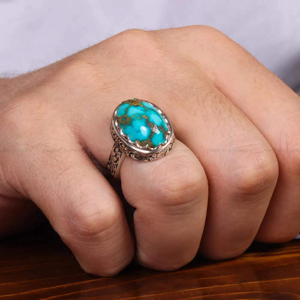 انگشتر فیروزه شجری مردانه کد 24298