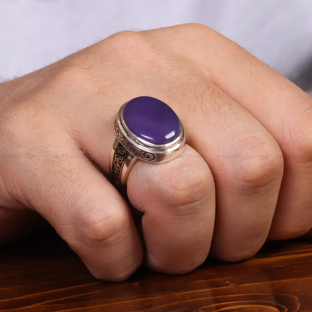 انگشتر عقیق سوسنی مردانه کد 24305