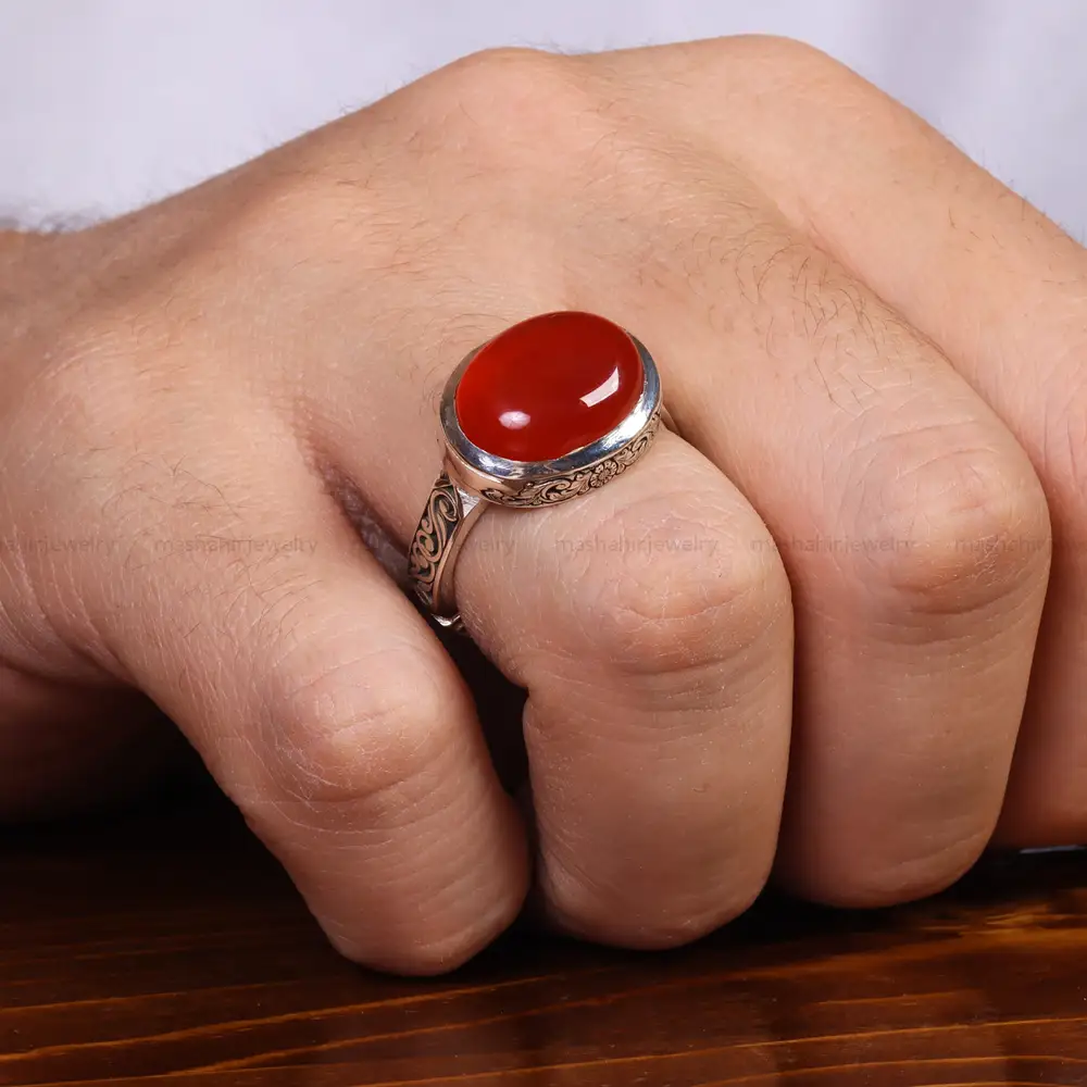 انگشتر عقیق یمن مردانه کد 24307