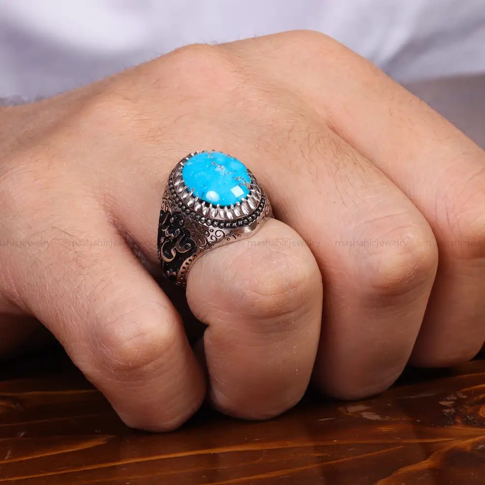 انگشتر فیروزه شجری مردانه کد 24329