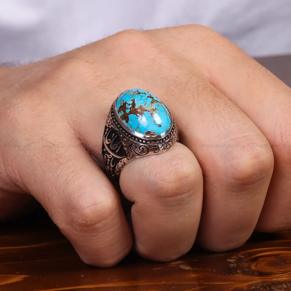 انگشتر فیروزه شجری مردانه کد 24330